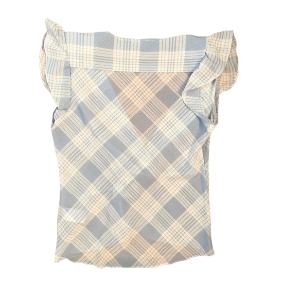 Laundry By Shelli Segal Gingham Blouse Top in Baby Blue and White - Picture 6 of 6